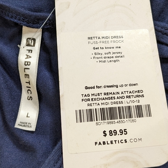 NWT Fabletics blue Retta sleeveless midi dress L - Picture 7 of 8
